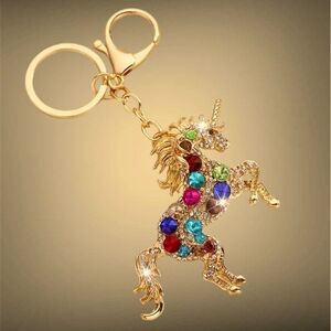 Rhinestone Jewel Unicorn Keychain